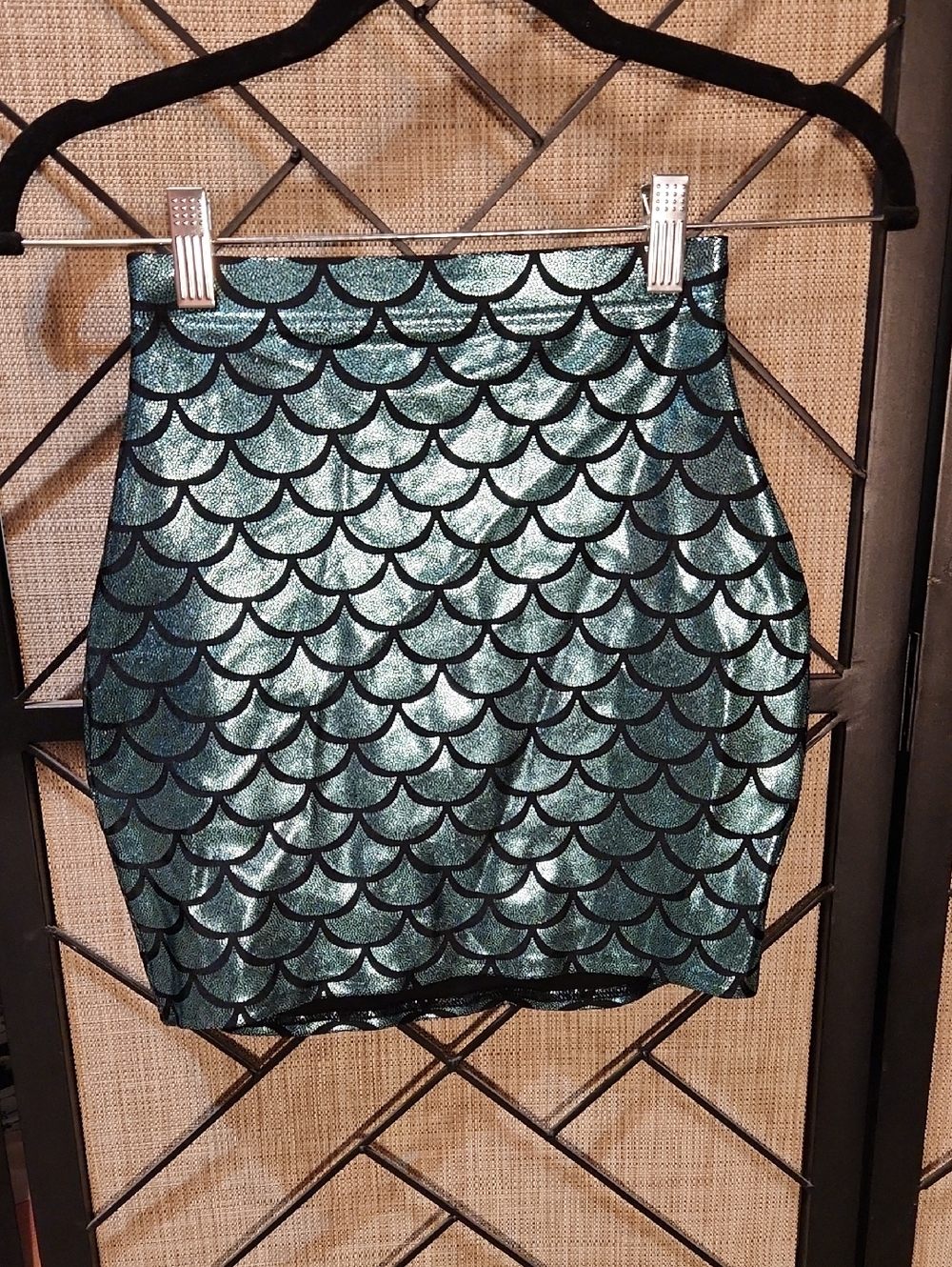NWT BlackMilk Mermaid Scales Mini Skirt Teal Foil